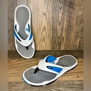 Vintage Oakley Red Code Plus Flip-Flops/Thongs Blue/White Men Size 13 VERY GOOD!